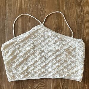 White Textured knit lined crop Tank Top with corset back size xl